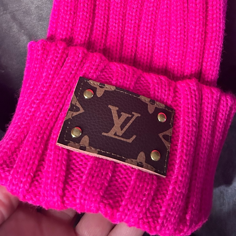 Upcyled Louis Patch Pom Pom Beanie - Picture 5 of 8